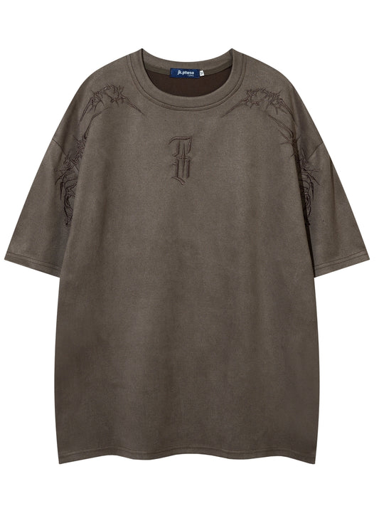 Stylish Crew Neck Graphic Tee - Men's Casual T-Shirts with Trendy Embroidery Design, Short Sleeves, Summer Daily Wear, Breathable Fabric, and Comfortable Fit