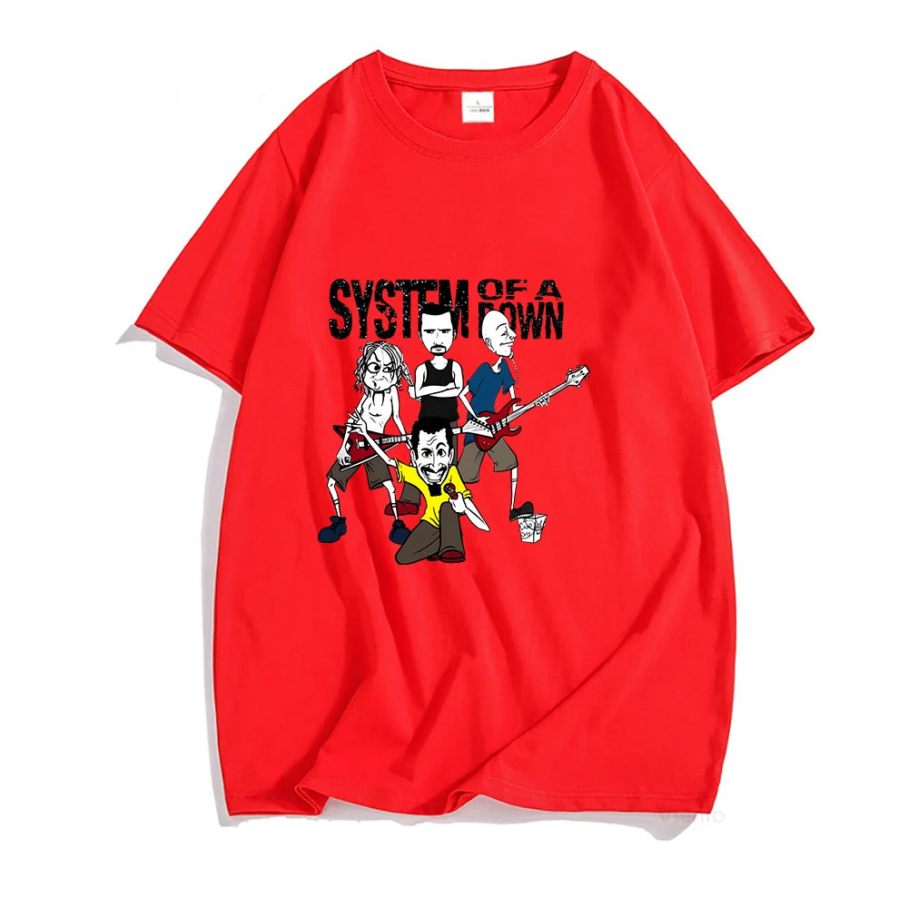 System of A Down Shirts Summer 100% Cotton Tshirt Retro Heavy Mental T-shirt Aesthetic Clothes Creative Design Graphic T Shirt