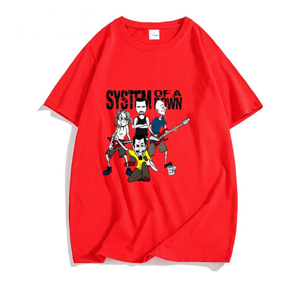 System of A Down Shirts Summer 100% Cotton Tshirt Retro Heavy Mental T-shirt Aesthetic Clothes Creative Design Graphic T Shirt