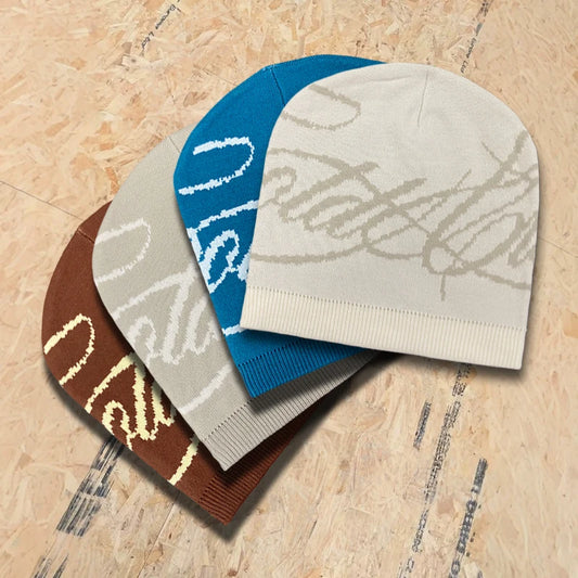 Warm Jacquard Letter Knitted Woolen Hat for Men And Women Autumn Winter Street Leisure Fashion Hat