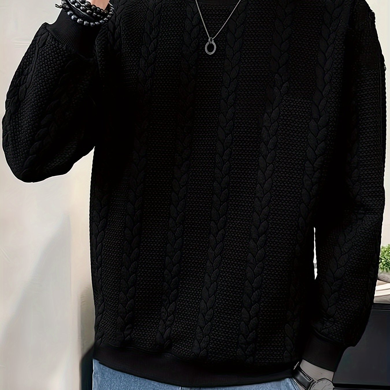 Trendy Solid Crew Neck Pullover Sweatshirt - Men's Casual Basic Shirts - Soft, Cozy, and Stylish for Fall and Winter Seasons